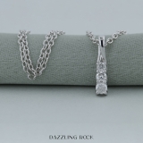 0.15 Carat (ctw) Round Diamond Ladies Linear Three Stone Elegant Journey Pendant, 10K White Gold