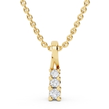 0.15 Carat (ctw) Round Diamond Ladies Linear Three Stone Elegant Journey Pendant, 14K Yellow Gold