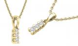 0.15 Carat (ctw) Round Diamond Ladies Linear Three Stone Elegant Journey Pendant, 14K Yellow Gold