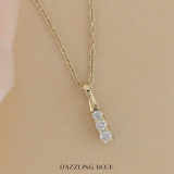 0.15 Carat (ctw) Round Diamond Ladies Linear Three Stone Elegant Journey Pendant, 14K Yellow Gold