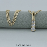0.15 Carat (ctw) Round Diamond Ladies Linear Three Stone Elegant Journey Pendant, 14K Yellow Gold