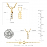 0.15 Carat (ctw) Round Diamond Ladies Linear Three Stone Elegant Journey Pendant, 14K Yellow Gold