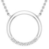 0.10 Carat (ctw) Round White Diamonds Ladies Journey Circle Pendant with 18 Inch Silver Chain 1/10 CT | 925 Sterling Silver