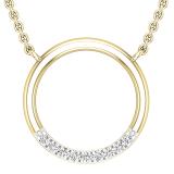 0.10 Carat (ctw) Round White Diamonds Ladies Journey Circle Pendant with 18 Inch Gold Chain 1/10 CT | 14K Yellow Gold