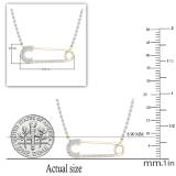 0.20 Carat (ctw) Round White Diamond Horizontal Safety Pin Pendant for Women with 18 Inch Silver Chain | 10K Yellow Gold