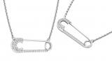 0.20 Carat (ctw) Round White Diamond Horizontal Safety Pin Pendant for Women with 18 Inch Silver Chain | 925 Sterling Silver