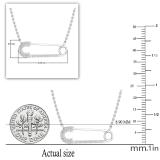 0.20 Carat (ctw) Round White Diamond Horizontal Safety Pin Pendant for Women with 18 Inch Silver Chain | 925 Sterling Silver