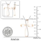 0.10 Carat (ctw) Round Diamond Ladies Silky Infinity Ribbon Cross Pendant 1/10 CT 10K Rose Gold