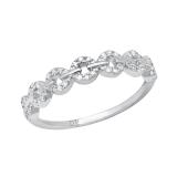 0.15 Carat (ctw) Round White Diamond Seven Hollow Circle Stackable Wedding Band for Women | 925 Sterling Silver