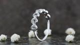 0.15 Carat (ctw) Round White Diamond Seven Hollow Circle Stackable Wedding Band for Women | 925 Sterling Silver