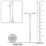 1.35 Carat (ctw) Round White Diamond Ladies Long Linear Bar Drop Earrings | 10K Rose Gold