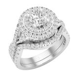 IGI Certified 2.05 Carat (ctw) Round Diamond Ladies Swirl Wedding Ring Set 2 CT 14K White Gold