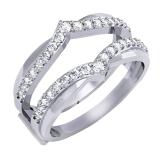 0.48 Carat (ctw) Round Diamond Ladies Enhancer Guard Chevron Wedding Band 1/2 CT 10K White Gold