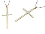 0.40 Carat (ctw) Round White Diamond Ladies Delicate Cross Symbol of Faith Pendant 10K Yellow Gold