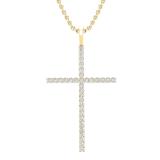 0.40 Carat (ctw) Round White Diamond Ladies Delicate Cross Symbol of Faith Pendant 14K Yellow Gold