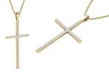 0.40 Carat (ctw) Round White Diamond Ladies Delicate Cross Symbol of Faith Pendant 14K Yellow Gold