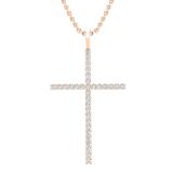 0.40 Carat (ctw) Round White Diamond Ladies Delicate Cross Symbol of Faith Pendant, 18K Rose Gold