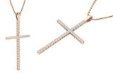 0.40 Carat (ctw) Round White Diamond Ladies Delicate Cross Symbol of Faith Pendant, 18K Rose Gold