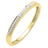 0.09 Carat (ctw) Round White Diamond Ladies Simple Half Way Matching Wedding Band 10K Yellow Gold