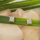 0.20 Carat (ctw) Princess White Diamond Ladies Square Frame Stud Earrings 1/5 CT 10K White Gold
