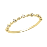 0.05 Carat (ctw) Round White Diamond Ladies Alternating Beaded Dainty Wedding Band 14K Yellow Gold