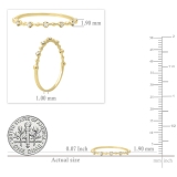 0.05 Carat (ctw) Round White Diamond Ladies Alternating Beaded Dainty Wedding Band 14K Yellow Gold