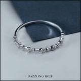 0.05 Carat (ctw) Round White Diamond Ladies Alternating Beaded Dainty Wedding Band Sterling Silver