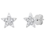 0.10 Carat (ctw) Round White Diamond Party Wear Star Stud Earrings for Her 1/10 CT Sterling Silver
