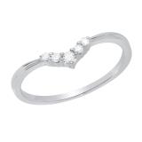 0.13 Carat (ctw) Round White Diamond Five Stone V Shaped Chevron Wedding Band 925 Sterling Silver