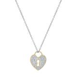 0.45 Carat (ctw) Round White Diamond Heart Shaped Lock Keyhole Pendant for Women with 18 Inch Silver Chain | 18K Yellow Gold
