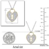 0.45 Carat (ctw) Round White Diamond Heart Shaped Lock Keyhole Pendant for Women with 18 Inch Silver Chain | 18K Yellow Gold