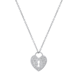 0.45 Carat (ctw) Round White Diamond Heart Shaped Lock Keyhole Pendant for Women with 18 Inch Silver Chain | 925 Sterling Silver