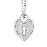 0.45 Carat (ctw) Round White Diamond Heart Shaped Lock Keyhole Pendant for Women with 18 Inch Silver Chain | 925 Sterling Silver