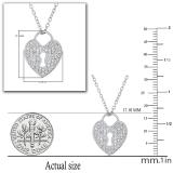 0.45 Carat (ctw) Round White Diamond Heart Shaped Lock Keyhole Pendant for Women with 18 Inch Silver Chain | 925 Sterling Silver