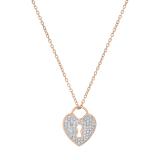 0.45 Carat (ctw) Round White Diamond Heart Shaped Lock Keyhole Pendant for Women with 18 Inch Gold Chain | 14K Rose Gold