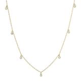 Round White Diamonds Station Necklace for Her (0.24 ctw, Color I-J, Clarity I2-I3) in 10K Yellow Gold