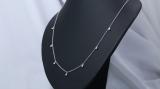 Round White Diamonds Station Necklace for Her (0.24 ctw, Color I-J, Clarity I2-I3) in 925 Sterling Silver