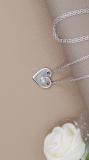 0.02 Carat (ctw) Hanging Round White Diamond Ladies Charm Plain Heart Pendant 10K White Gold