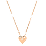 0.02 Carat (ctw) Hanging Round White Diamond Ladies Charm Plain Heart Pendant 10K Rose Gold