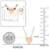0.02 Carat (ctw) Hanging Round White Diamond Ladies Charm Plain Heart Pendant 10K Rose Gold
