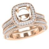 1.45 Carat (ctw) Round Diamond Ladies Vintage Semi Mount Wedding Ring Set 1 1/2 CT 10K Rose Gold