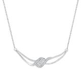 0.25 Carat (ctw) Round Diamond Ladies Three Stone Twisted Wing Shape Pendant 1/4 CT, Sterling Silver