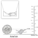 0.25 Carat (ctw) Round Diamond Ladies Three Stone Twisted Wing Shape Pendant 1/4 CT, Sterling Silver