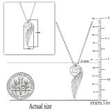 0.12 Carat (ctw) Round White Diamond Ladies Rose Floral Angel Wing Shape Pendant, Sterling Silver