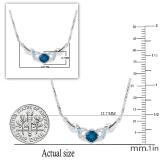 8 mm Cushion & Princess London Blue Topaz Ladies Pendant with Round Diamond Accents, Sterling Silver
