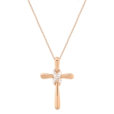 Ladies Infinity Cross Religious Pendant with Round Diamond Accents in Gold Chain, 10K Rose Gold