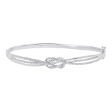 Round White Diamond Infinity Knot Bangle Bracelet for Her (Diameter 2.75 inch 0.25 ctw Color I-J Clarity I2-I3) in 925 Sterling Silver