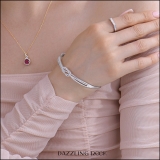 Round White Diamond Infinity Knot Bangle Bracelet for Her (Diameter 2.75 inch 0.25 ctw Color I-J Clarity I2-I3) in 925 Sterling Silver