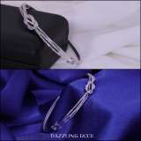 Round White Diamond Infinity Knot Bangle Bracelet for Her (Diameter 2.75 inch 0.25 ctw Color I-J Clarity I2-I3) in 925 Sterling Silver