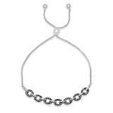 0.25 Carat (ctw) Black & White Diamond Ladies Interlocking Bolo Bracelet 1/4 CT Sterling Silver
